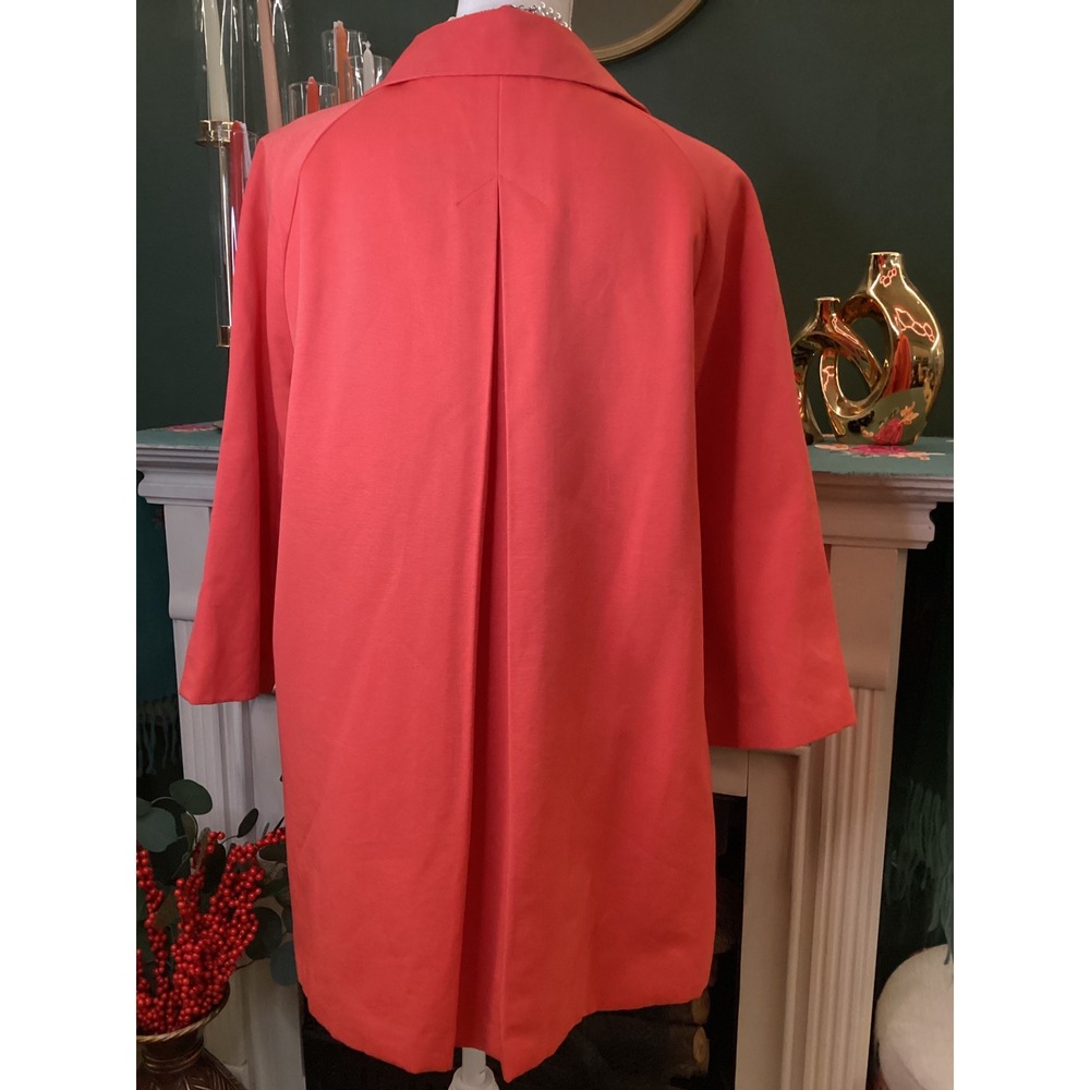 Rafaella Women's Coral Orange Button Front Lightweight Trench Coat Jacket Size L - Picture 2 of 4
